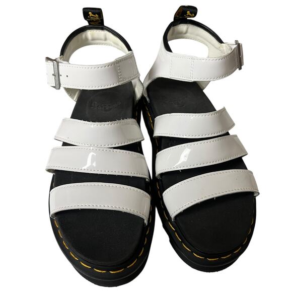 Dr.‎ Martens Blaire Platform Sandals White Patent Leather Women's 10 EU 42 Shoes - Picture 2 of 16